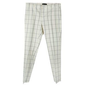 BANANA REPUBLIC Ryan Trousers Pants Ivory Windowpane Check Charcoal Gray 8